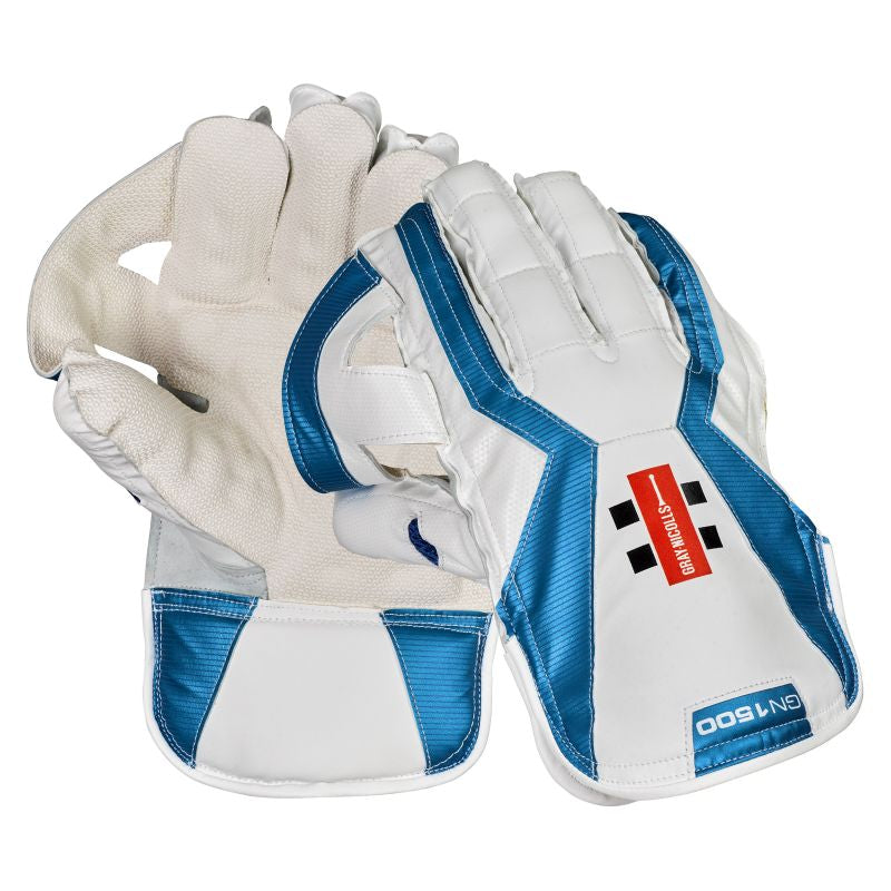 Gray Nicolls GN 1500 Cricket Wicket Keeping Gloves for Adults - Professional Quality Leather Gloves for Wicket Keepers & Fielders - Perfect for Cricket Matches & Training Sessions