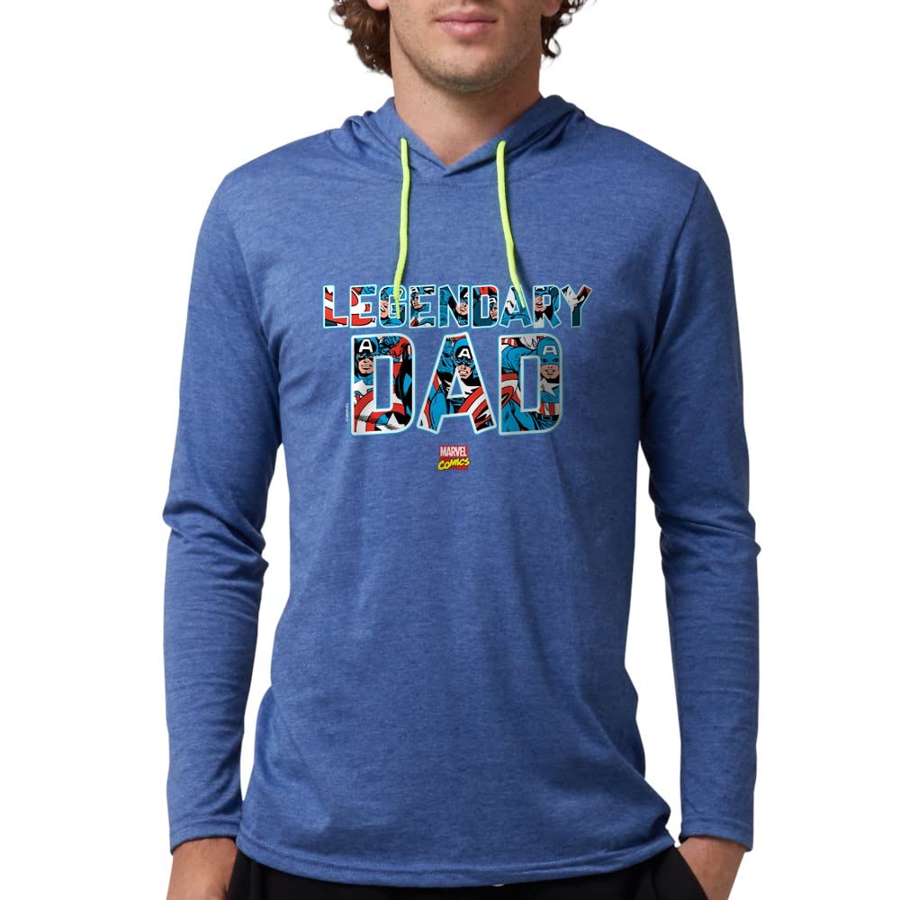 Captain America Dad Hooded T-Shirt for Men - Superhero Graphic Pullover Sweatshirt | Perfect for Father's Day Gifts & Marvel Fan Apparel