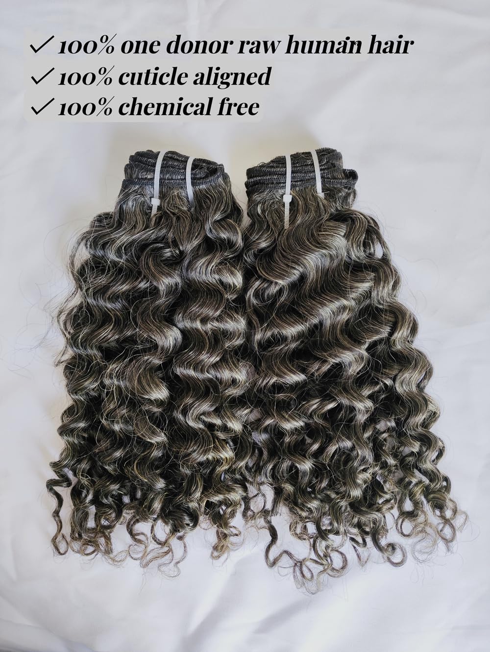 Salt and Pepper Gray Jerry Curly 100% Virgin Human Hair Bundles - 14 Inches 2 Bundles (50% Gray Mixed Black) | Raw Hair Weave Extensions for Styling & Coloring | Perfect for Natural Hairstyles, Protective Styling & Everyday Wear