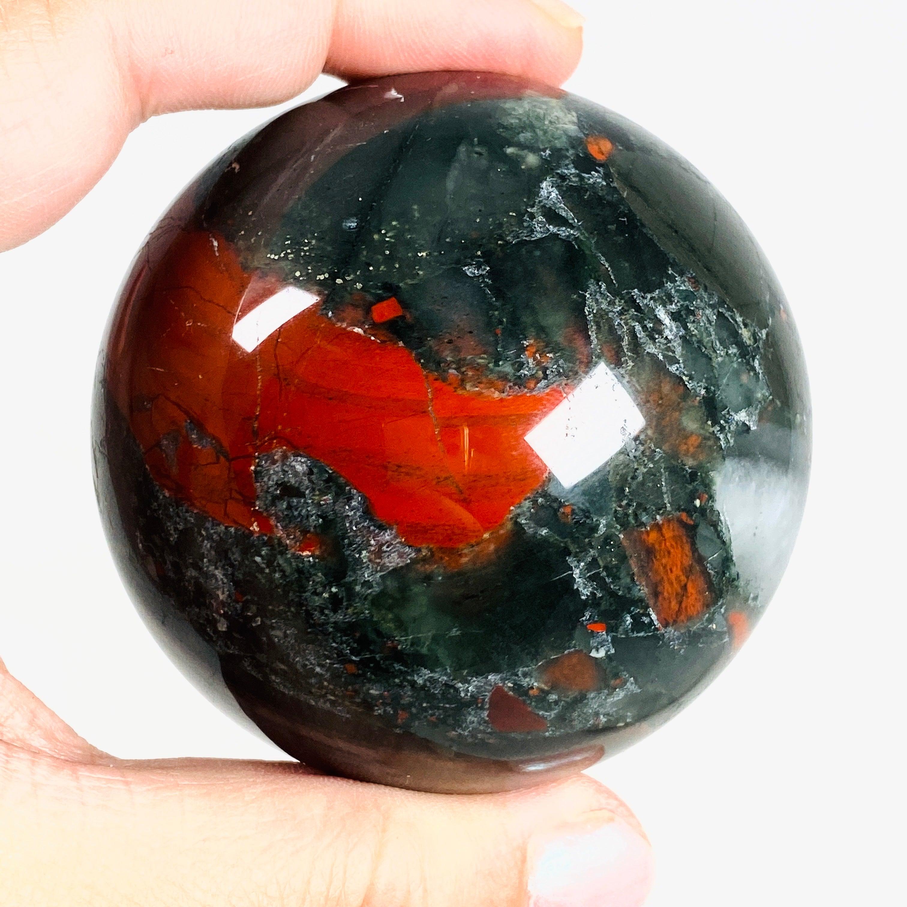 African Bloodstone Sphere ABS 5 - Natural Healing Crystal Ball for Meditation, Chakra Balancing & Home Decor - Perfect for Yoga, Reiki & Spiritual Gifts