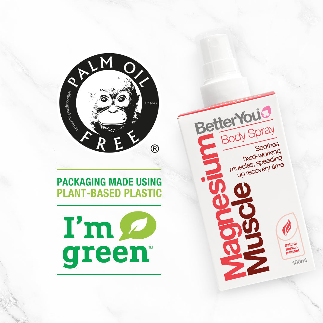 BetterYou Magnesium Muscle Body Spray 100ml - Fast Absorbing Magnesium Oil for Muscle Recovery, Cramp Relief & Relaxation - Perfect for Athletes, Gym Workouts & Post-Exercise Recovery