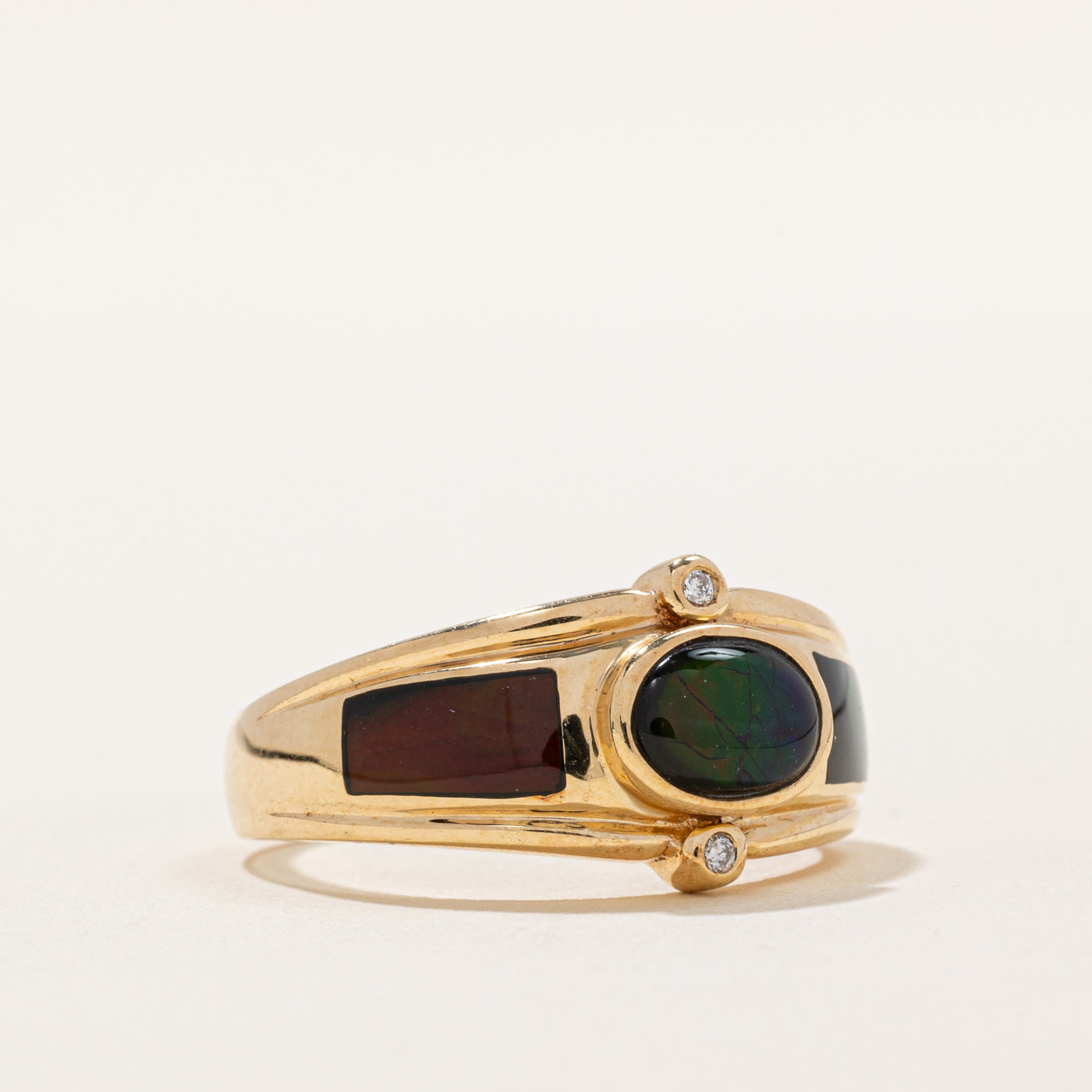 Exquisite 1.95ctw Ammolite & 0.02ctw Diamond Cocktail Ring - Size 8.75 | Elegant Statement Jewelry for Evening Parties, Weddings & Special Occasions