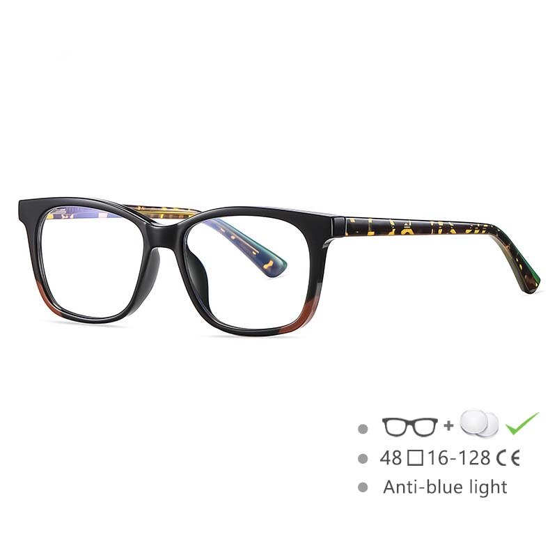 CCspace Youth's Unisex Full Rim Square TR90 Titanium Eyeglasses 54523 - Lightweight Durable Frames for School, Work & Everyday Wear