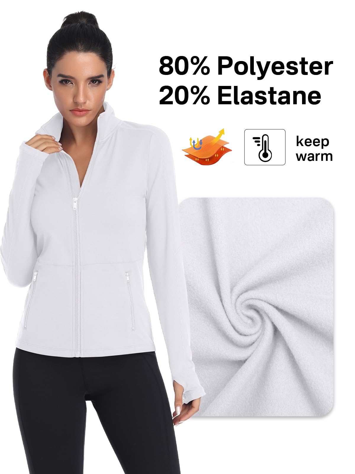 VUTRU Women's Full Zip Fleece Workout Jacket - Lightweight Running, Yoga & Athletic Track Jacket for Gym, Outdoor Exercise & Casual Wear