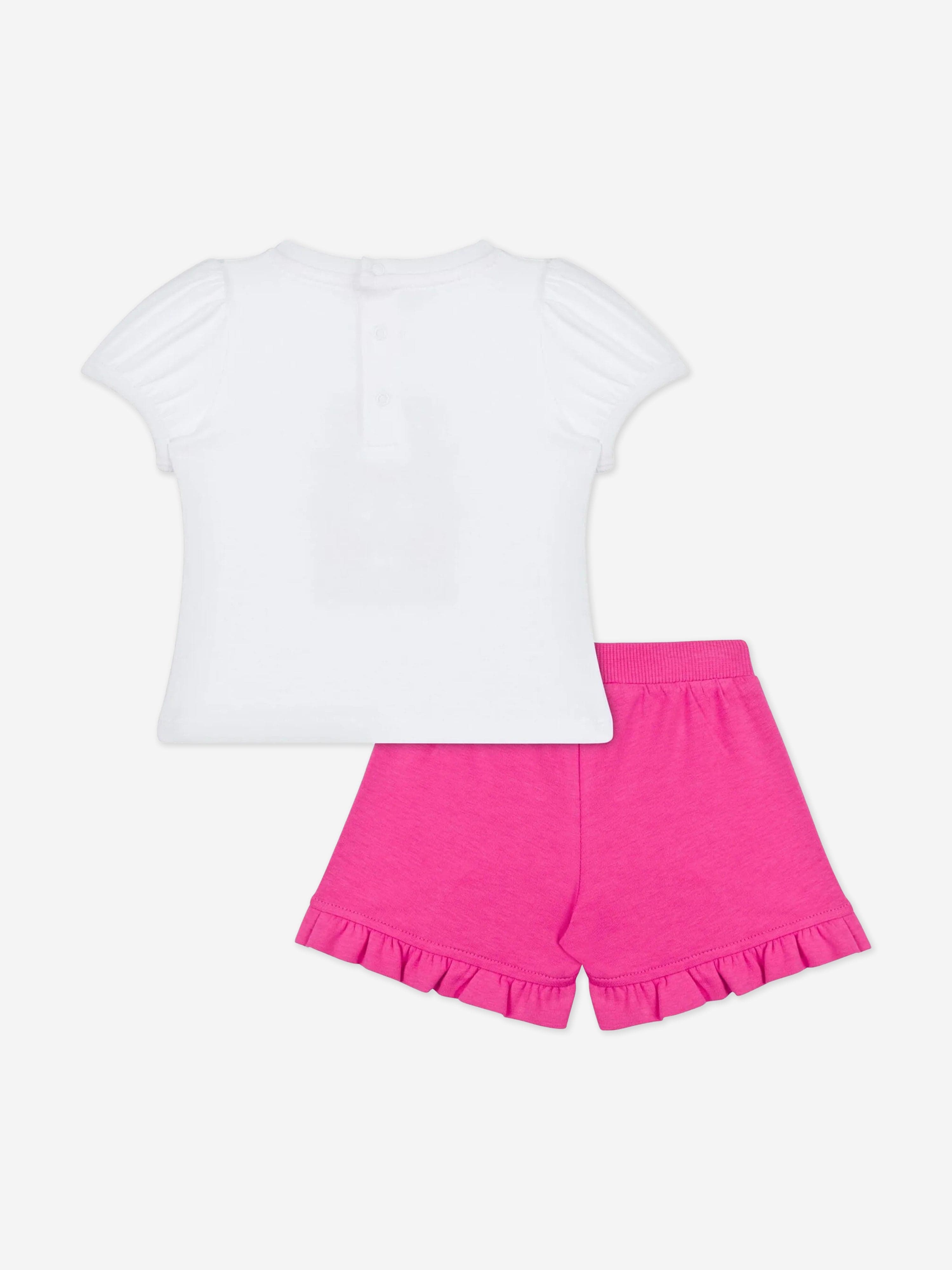 Adorable Baby Girls Pink Teddy Bear Short Set - Soft & Comfortable Outfit for Playtime, Photos & Special Occasions