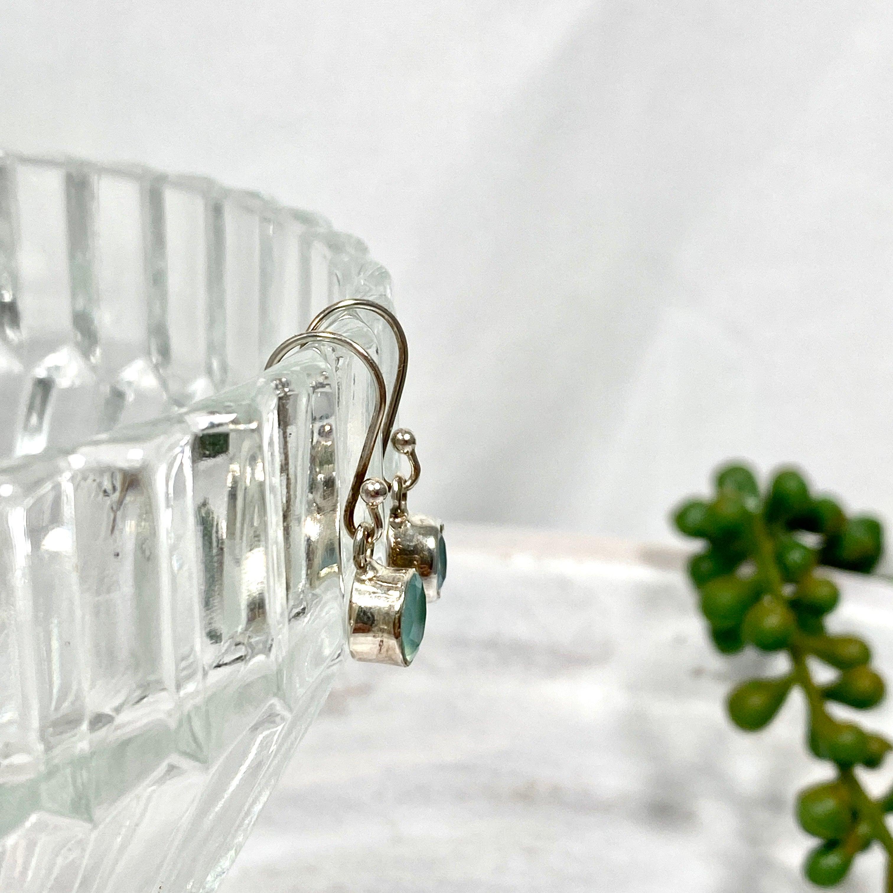 Blue Chalcedony Faceted Stud Earrings for Women - Dainty Round Gemstone Jewelry for Everyday Wear & Special Occasions