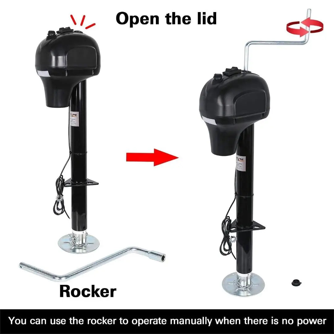 3500 Lbs Heavy Duty Electric RV Trailer Tongue Jack with 600D Polyester Cover, 23 5/8