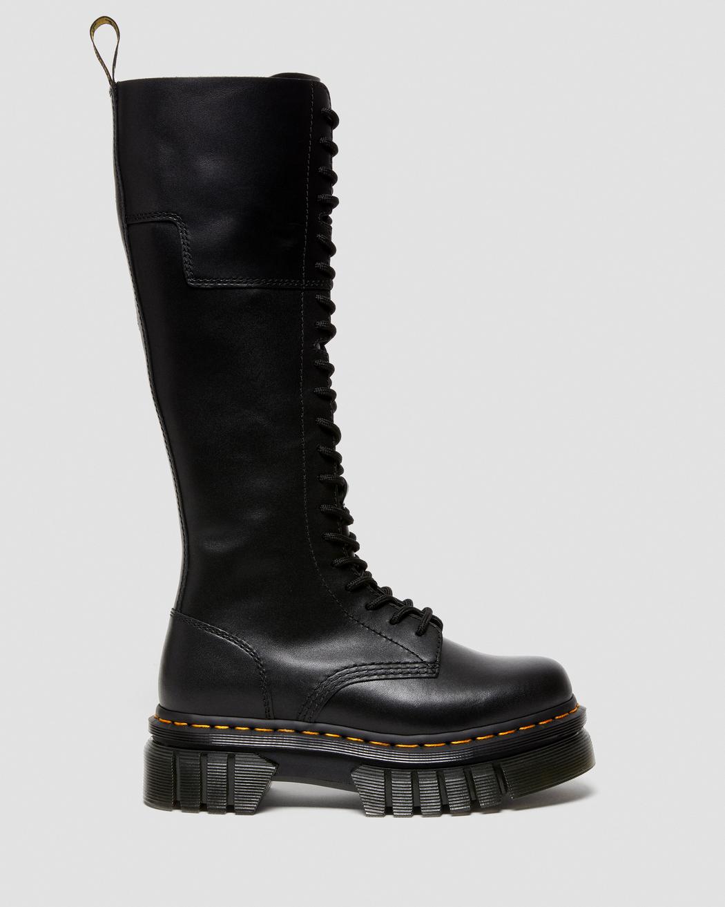 AUDRICK 20-Eye Leather Knee High Platform Boots for Women - Gothic Punk Fashion, Cosplay & Night Out Outfits