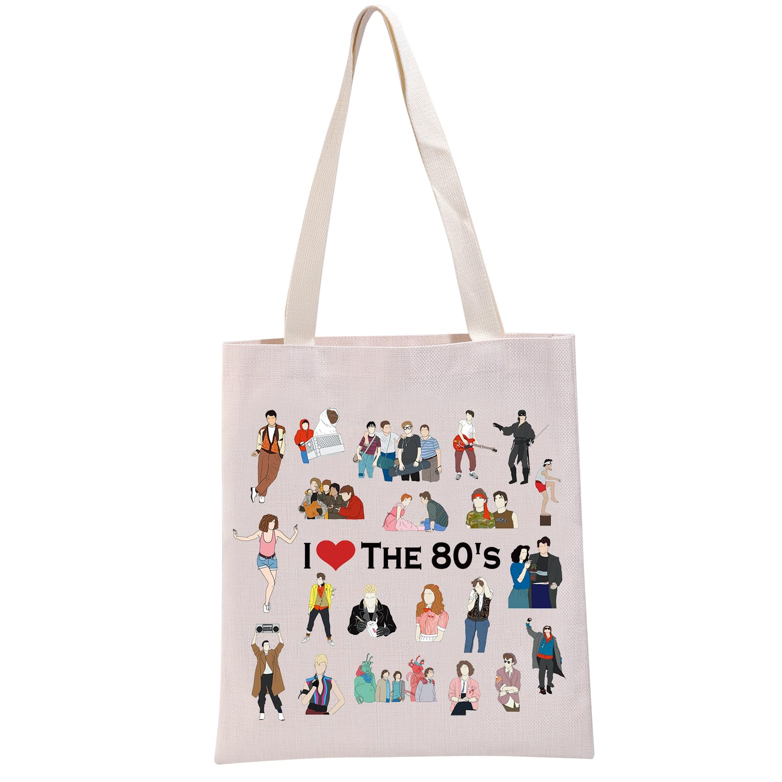 G2TUP Vintage 80's Themed Tote Bag - Retro 80's Movies Lover Gift for Women & Men - Perfect for Grocery Shopping, Beach Trips & 80's Theme Parties