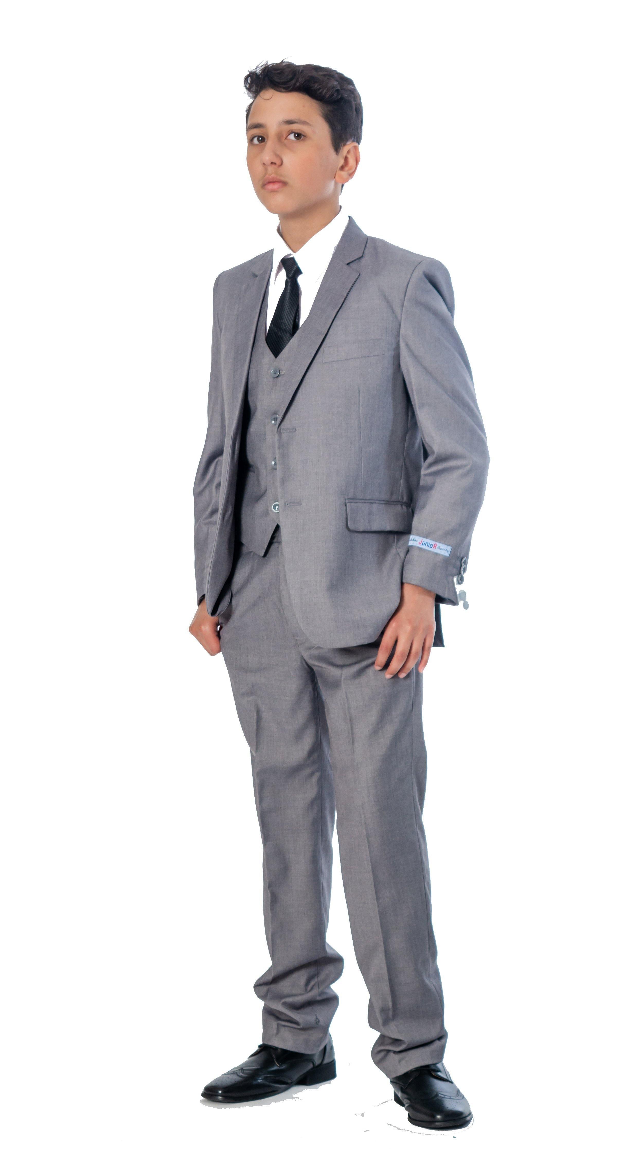 Boys' 5-Piece Light Gray Suit Set - Formal Wear for Weddings, Parties & Special Occasions