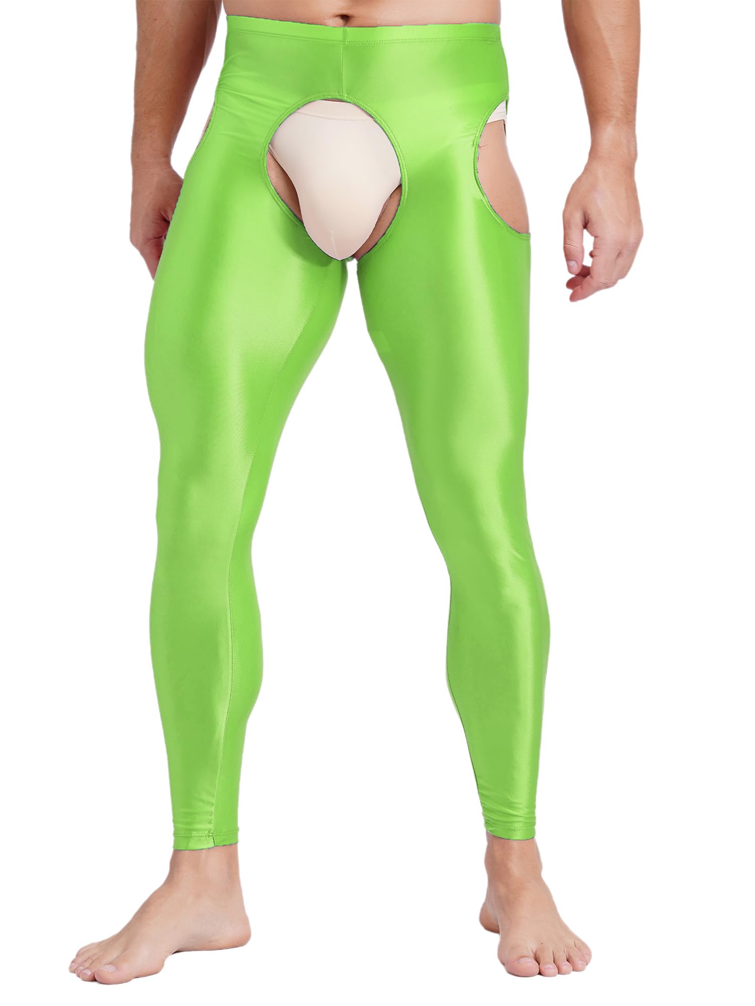 Men's Sheer Seamless Cutout Tights - Compression Workout Leggings with Suspender for Yoga, Running & Gym | Breathable Stretchy Performance Pants