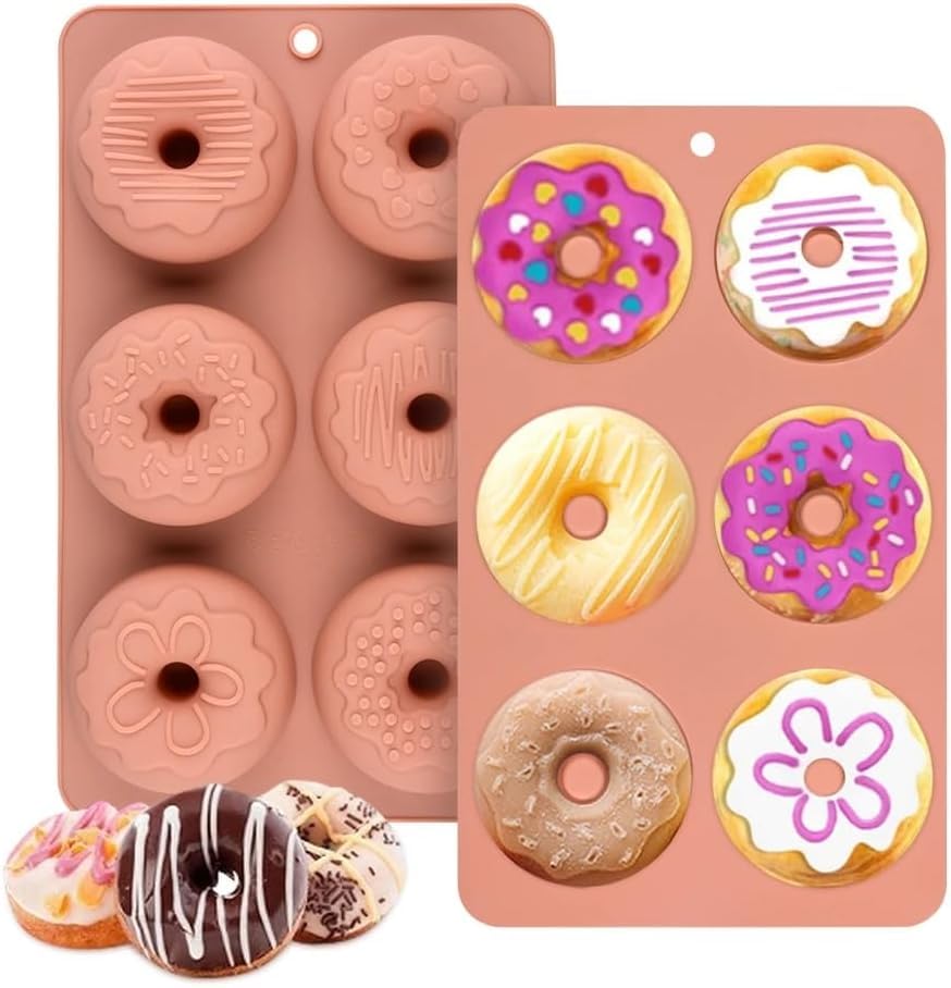 HUSAINI MART | 6-Cavity Round Donut Silicone Baking Mold for Cakes, Cupcakes, Cookies, Brownies & Pastries - DIY Cake Decorating & Topper (Multicolor) - Perfect for Birthday Parties, Baby Showers & Holiday Baking