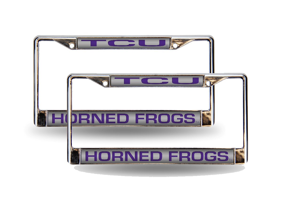 Texas Christian Horned Frogs Chrome Metal Laser License Plate Frame - Set of 2, Durable Car Accessories for TCU Fans, Perfect for Game Day Tailgating and Alumni Pride