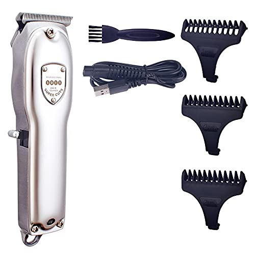 Professional Rechargeable Electric Hair Clippers for Men - Low Noise Hair Trimmer & Beard Shaver with Precision Blades - Barber-Grade Hair Cutting Machine (Silver, Model P93140) - Perfect for Home Grooming, Salon Use & Travel Essentials