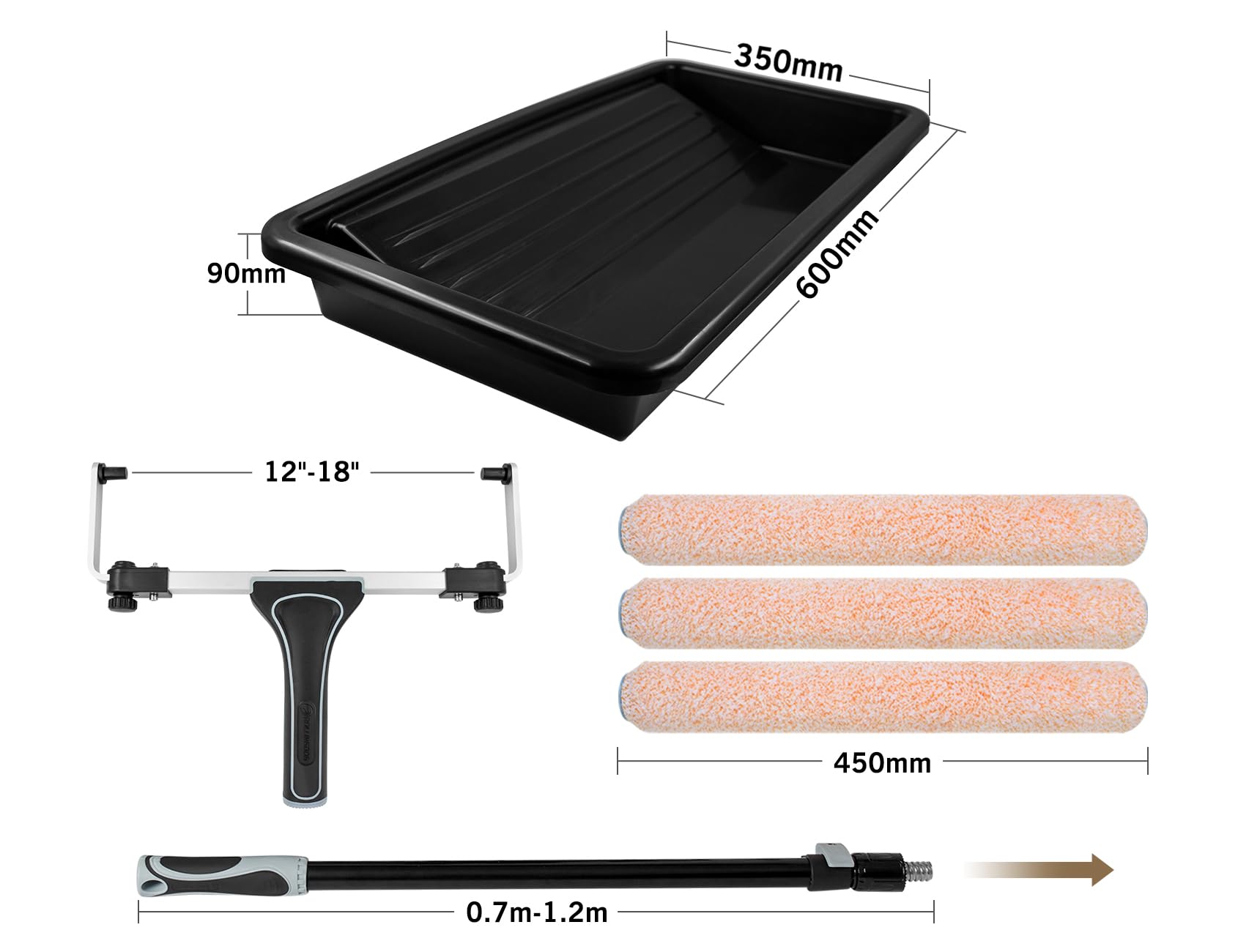 ROLLINGDOG 18 Inch Paint Roller Kit - Professional Large Paint Roller Set for Walls & Ceilings | Perfect for Home Renovation, DIY Projects & Commercial Painting