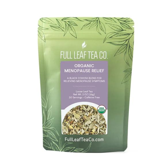 Organic Menopause Relief Tea - Natural Herbal Loose Leaf Tea for Hot Flashes & Night Sweats (2oz Bag, 30 Servings) | Full Leaf Tea Co. - Perfect for Relaxation, Stress Relief & Hormone Balance