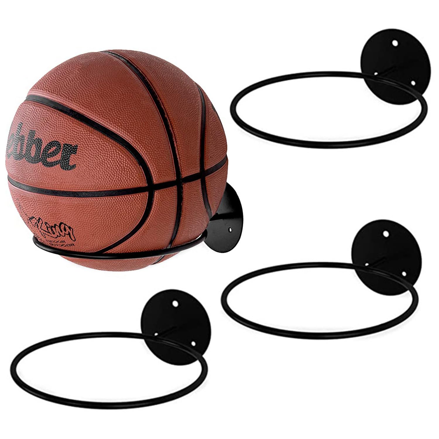 Universal Metal Basketball Wall Mount - Storage for Basketball, Soccer, Volleyball & Fitness Balls - Perfect for Home & Gym Use