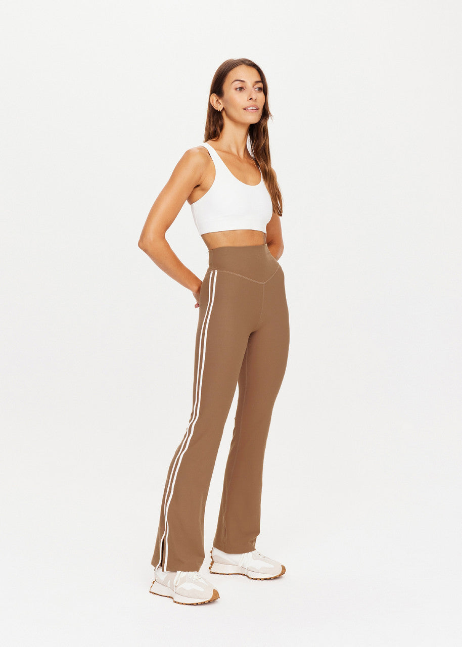 Peached Florence Flare Pants for Women - High Waisted Wide Leg Trousers in Mocha Brown | Casual & Office Wear | Perfect for Work, Dates & Everyday Outfits