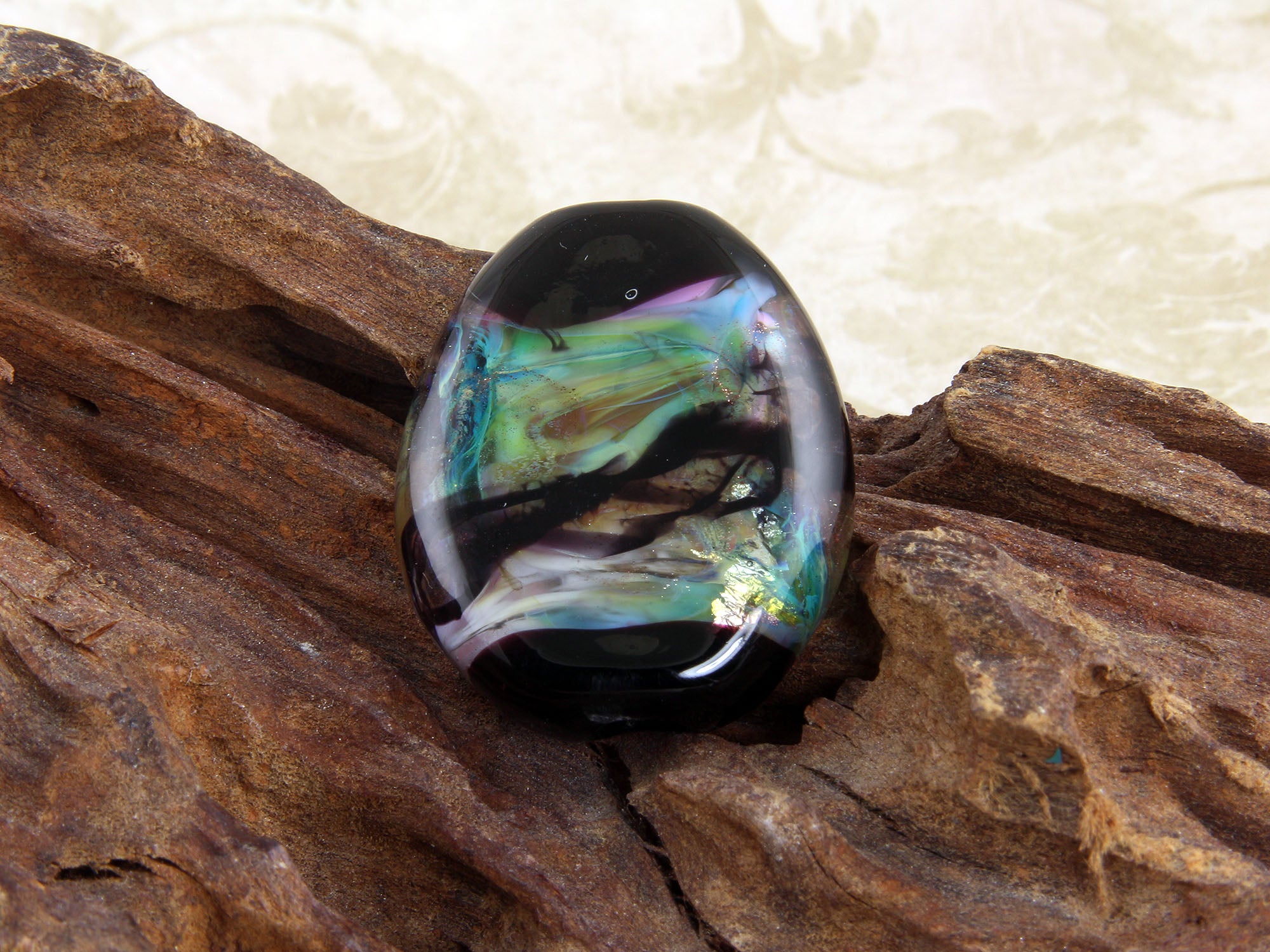 Handmade Pastel Abstract Lampwork Glass Focal Bead for Jewelry Making - DIY Necklace, Bracelet & Earring Designs - Perfect for Crafters & Beading Enthusiasts