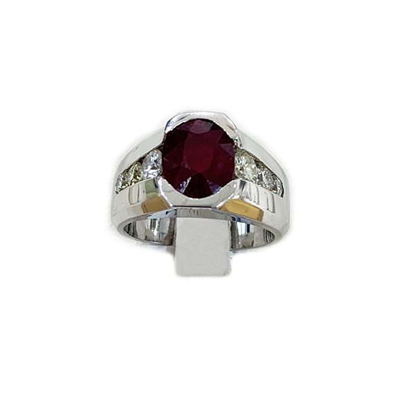 14K White Gold Men's Ruby Ring - Elegant Wedding Band, Anniversary Gift for Him, Perfect for Engagements & Special Occasions
