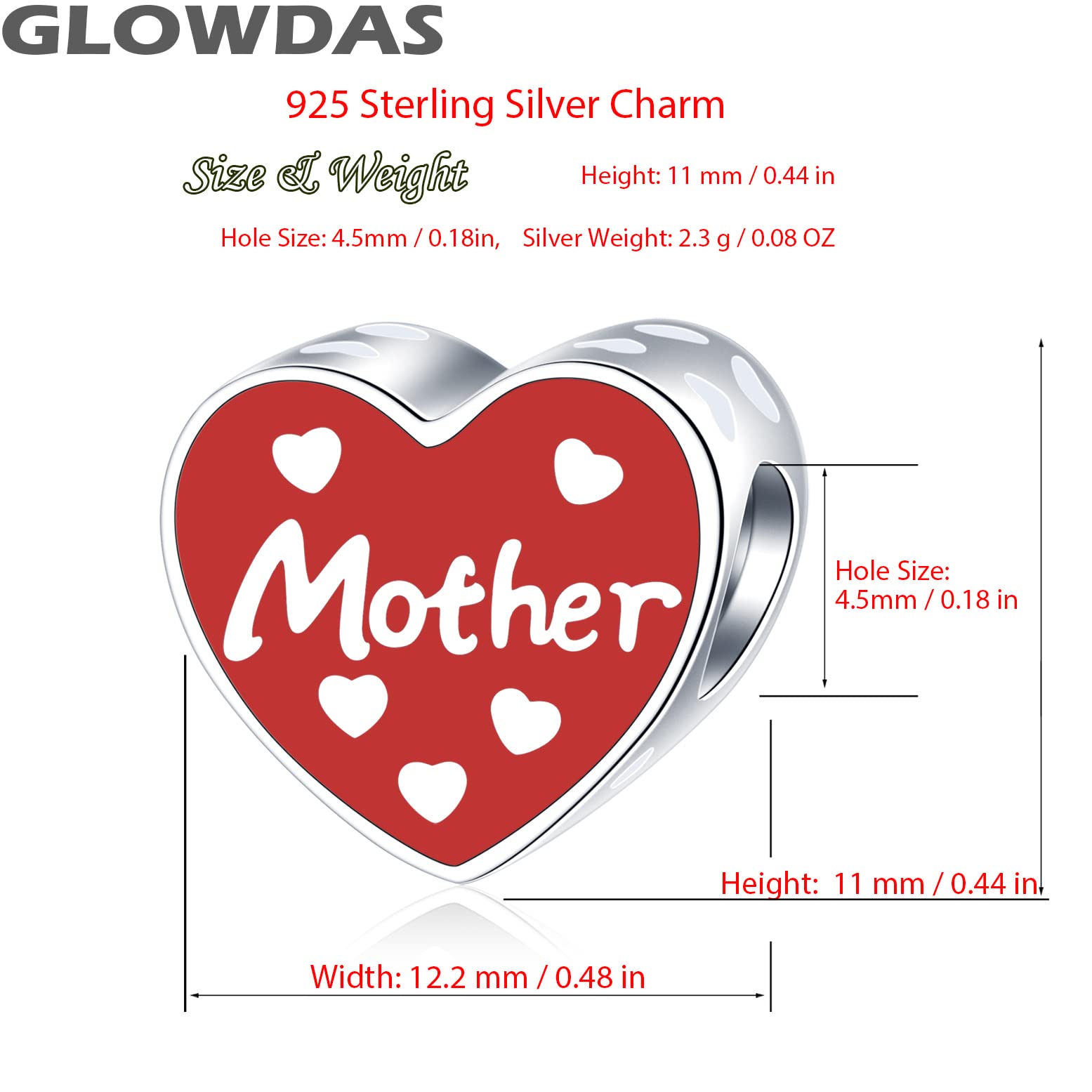 925 Sterling Silver Heart Beads Charms - Mum Dad Daughter Son Grandma Nana Godmother Sister Wife Husband - Perfect for European Bracelets | Thoughtful Gifts for Mother's Day, Family, Lovers & Friends | Ideal for Anniversaries, Birthdays & Special Occasions