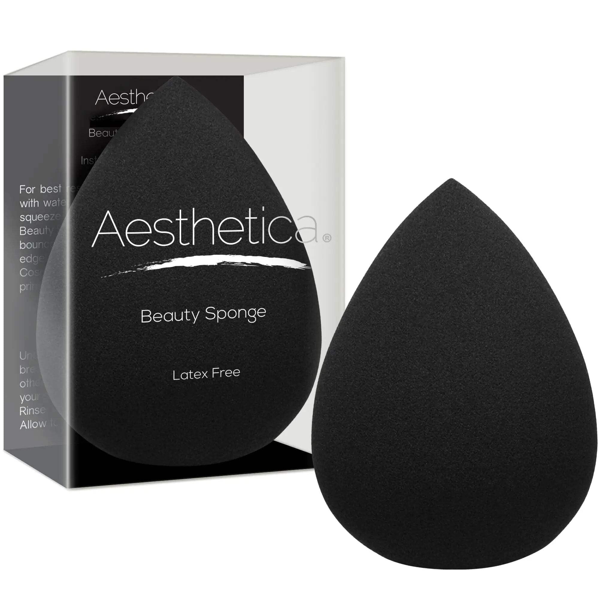 Aesthetica Cosmetics Latex-Free Vegan Beauty Blender Sponge - Soft Makeup Sponge for Powder, Cream & Liquid Foundation - Perfect for Flawless Blending & Airbrush Finish - Home & Professional Makeup Application