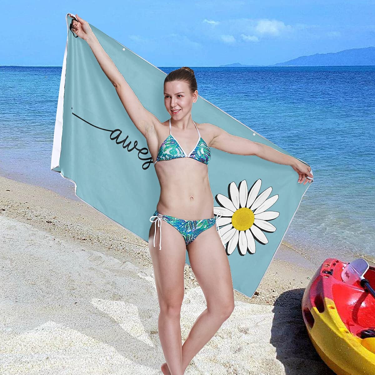 JUNZAN Daisy Beach Towel for Adults - Sand-Free, Fast-Drying, Super Absorbent Pool Towel for Beach, Pool, and Outdoor Adventures