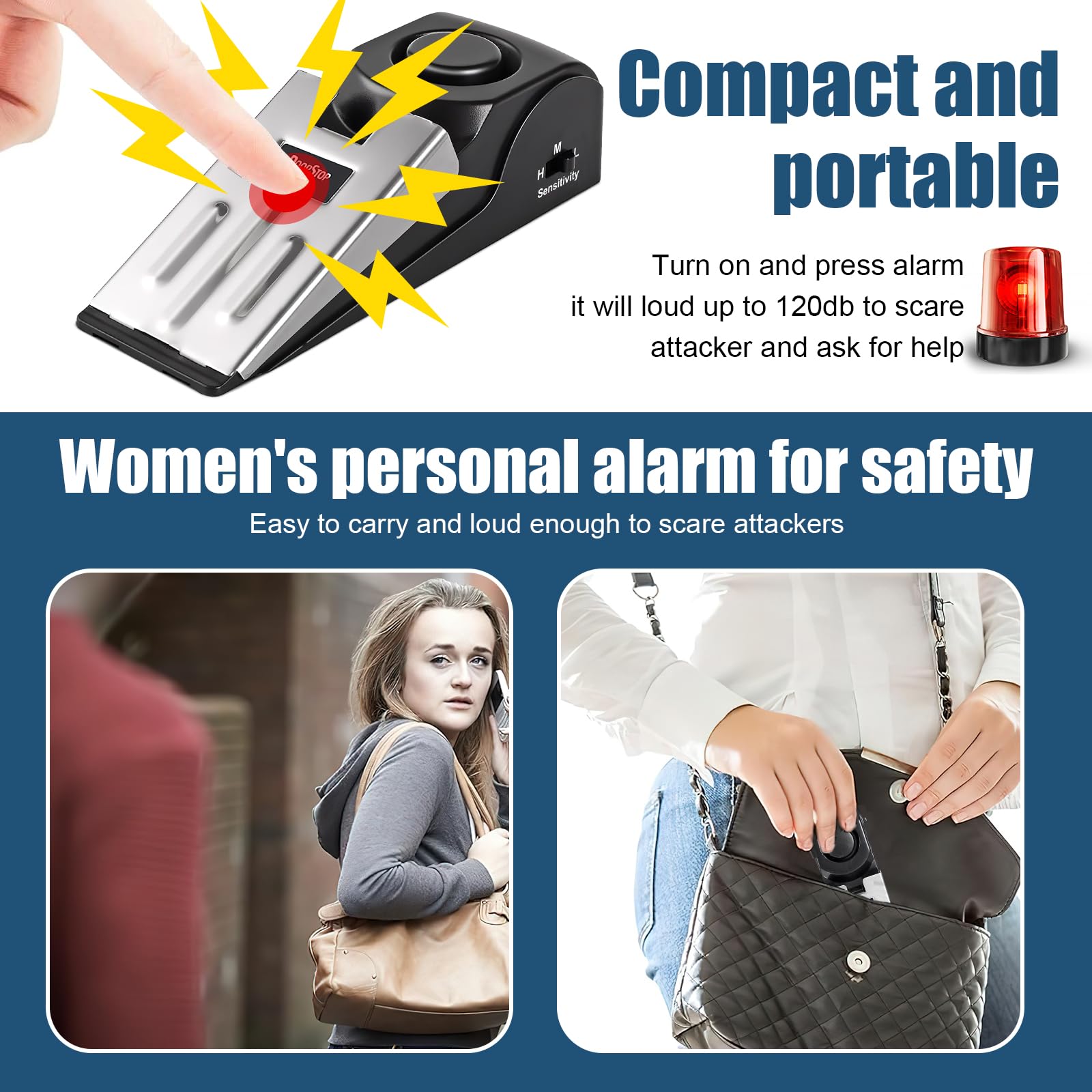Door Stop Alarm with Security Wedge - Portable Travel & Hotel Safety Device for Home, Office & Dorm (Black) | Prevent Break-Ins & Enhance Security