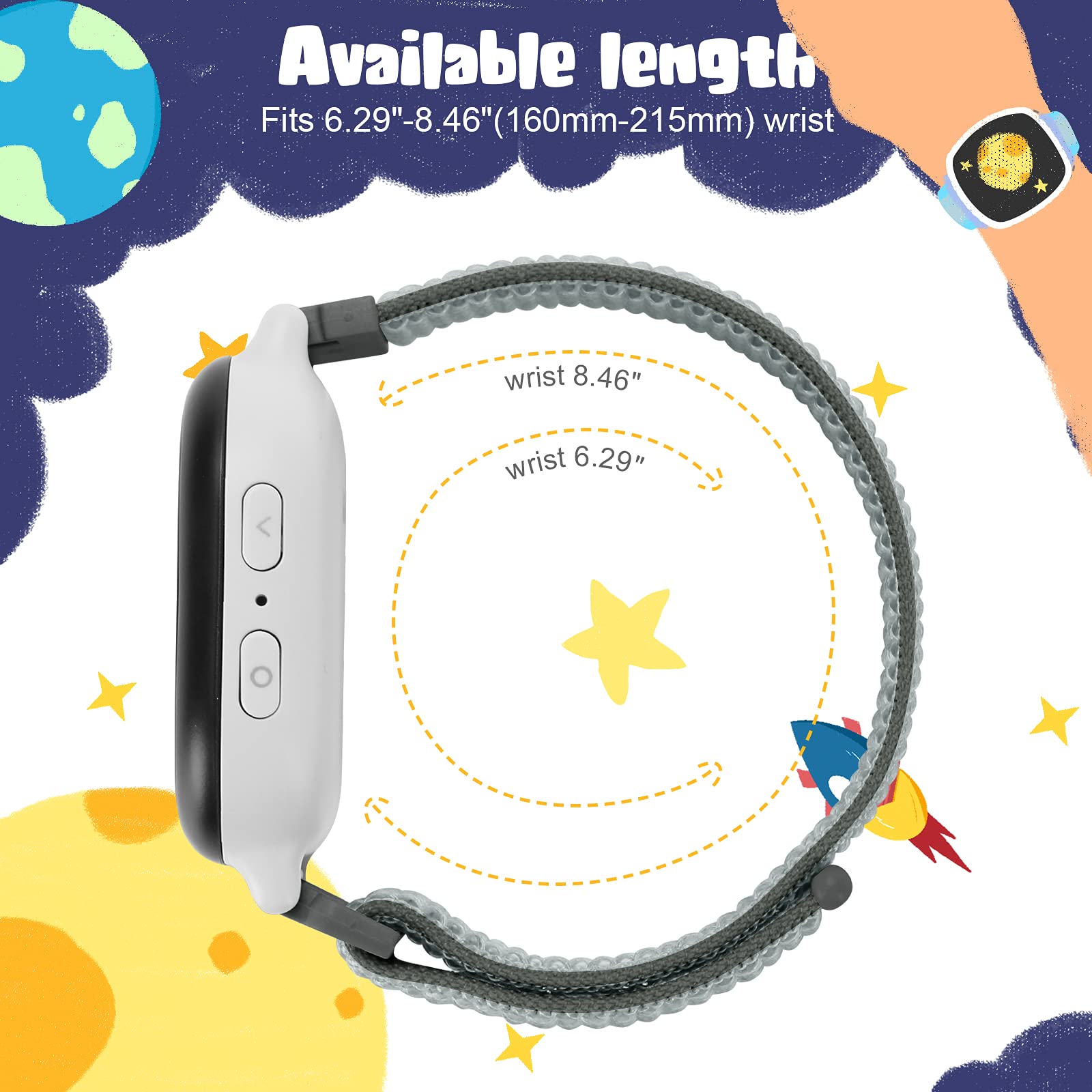MHunter Kids Nylon Watch Band - 20mm Soft Breathable Sport Hook Loop Strap for Gizmo Watch 3 2 1 / Gabb Watch 3 2 1 / SyncUP Watch - Durable Replacement Smartwatch Bands for Boys & Girls - Perfect for School, Sports & Outdoor Activities