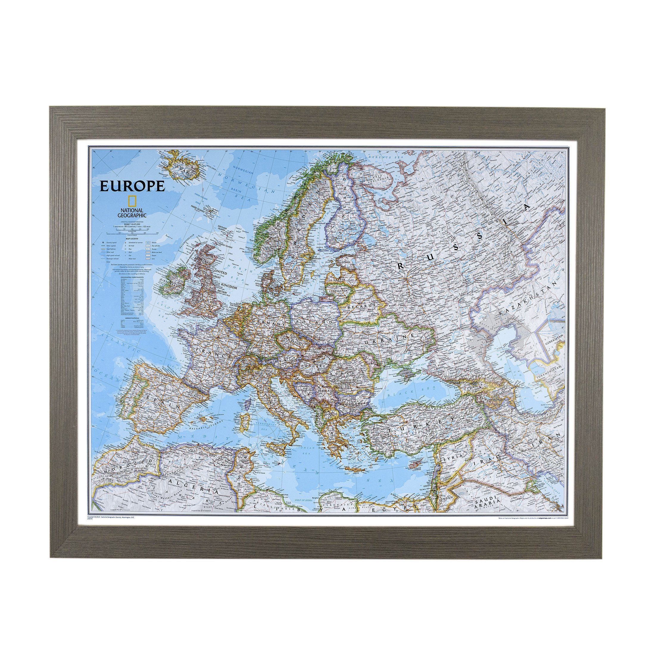 Push Pin Travel Map of Europe - Classic Barnwood Gray Frame with Pins | Perfect for Home Office Decor, Travel Planning & Gift for Travel Lovers