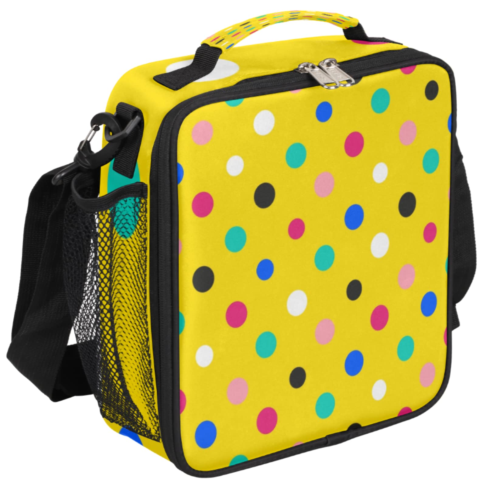 Vibrant Polka Dot Insulated Lunch Bag - Leakproof Square Cooler Tote with Adjustable Strap for Kids, Women & Men | Reusable Lunch Box for Office, School, Picnic, Hiking & Camping | Keep Food Fresh for Hours | Perfect for Work Commutes, School Lunches & Outdoor Adventures | Great for Meal Prep, Beach Trips & Family Outings | Ideal for Office Workers, Students & Travelers | Stylish & Functional Design | Use at Work, School, Picnics, Hiking, Camping, Beach & Road Trips
