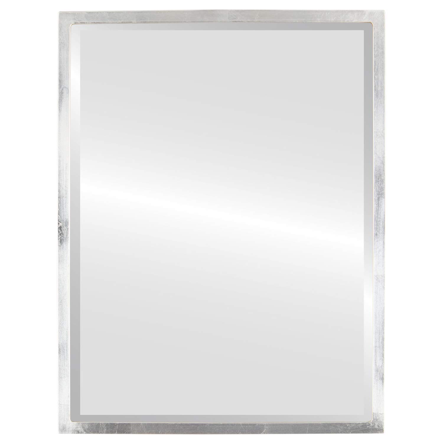 OVALCREST - 23.1x29.1 Inch Rectangle Wooden Beveled Wall Mirror with Silver Leaf & Brown Antique Finish - London Style Home Decor for Bathroom, Vanity, Bedroom, Living Room & Hallway - Perfect for Makeup, Dressing & Interior Design