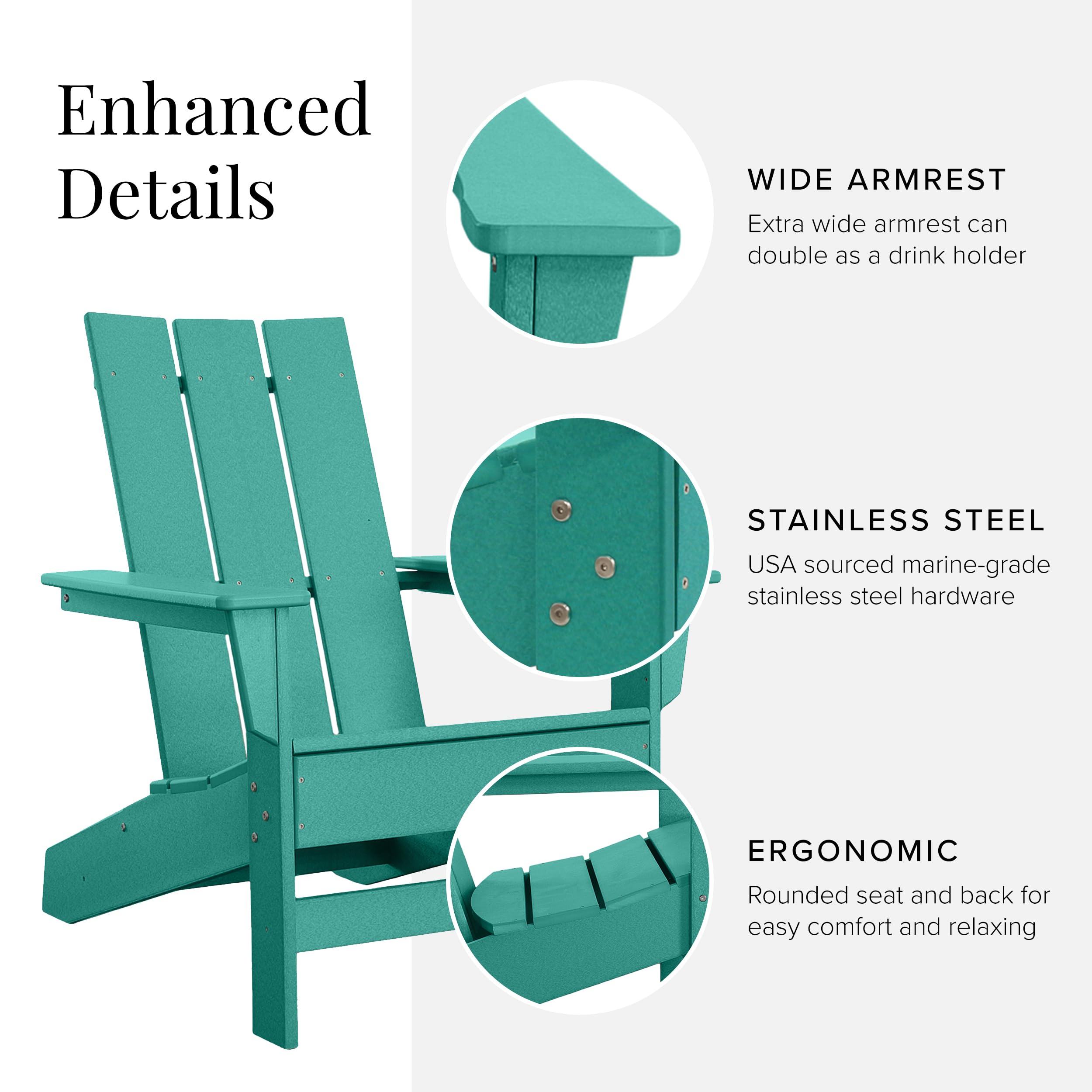 Premium Aria Adirondack Chairs Set of 2 - All-Weather Tangentwood, Oversized Patio Furniture for Porch, Lawn, Deck & Fire Pit - Low Maintenance, Durable Outdoor Seating Made in USA - Perfect for Backyard Relaxation, Poolside Lounging & Garden Gatherings