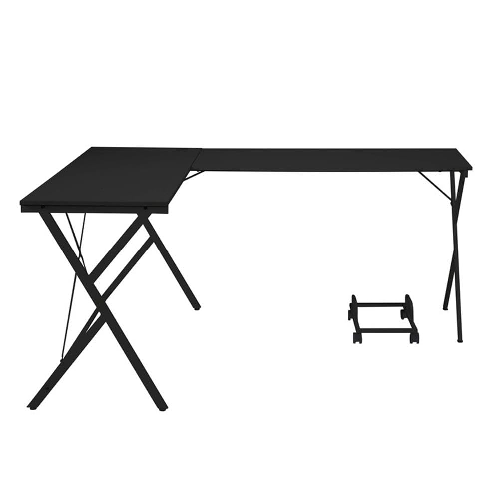 BOWERY HILL Modern L-Shaped Computer Desk - Black Wood & Metal Home Office Desk for Small Spaces | Perfect for Gaming, Work from Home & Study