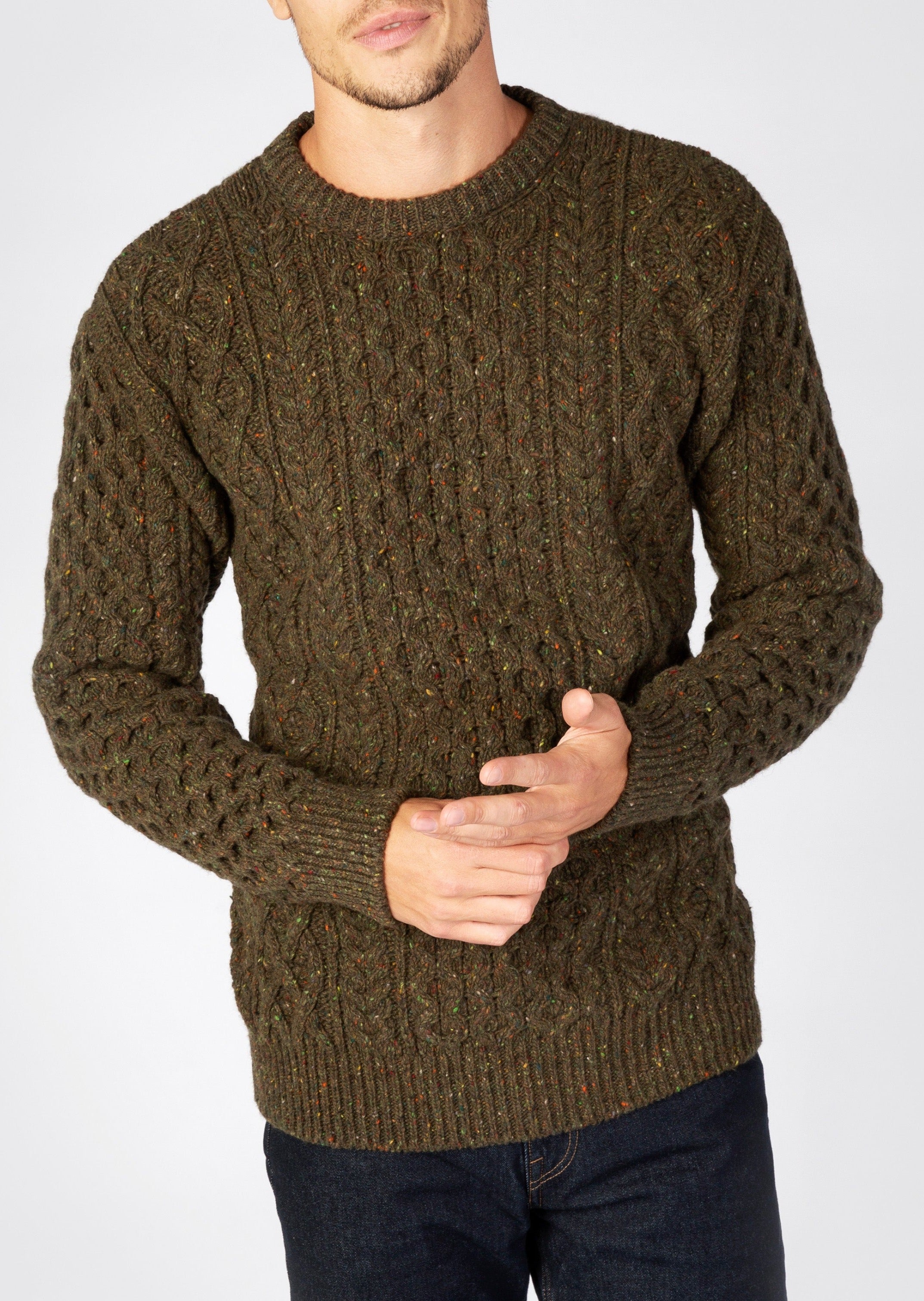 Ireland's Eye Men's Premium Cashmere Aran Sweater - Soft Winter Knit Pullover for Men | Cozy & Warm Irish Wool Sweater | Perfect for Christmas Gifts, Office Wear & Casual Outings