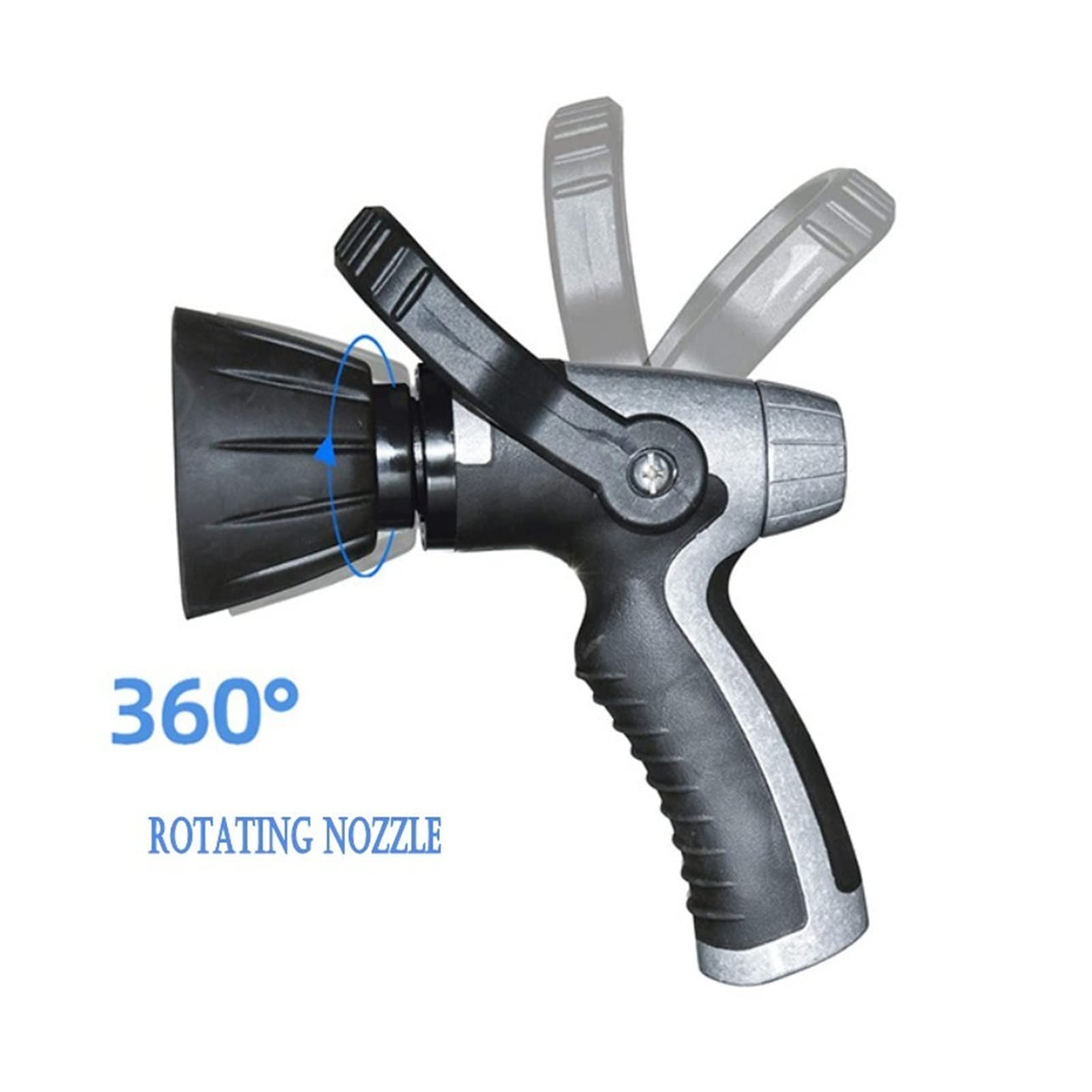 High Pressure Metal Garden Water Spray Gun - Fireman Style Sprinkler Hose Nozzle for Lawn, Garden Irrigation & Car Washing - Durable Black Outdoor Watering Tool (Perfect for Gardening, Lawn Care, Plant Watering, Vehicle Cleaning & Outdoor Cleaning Tasks)