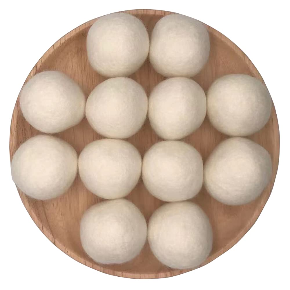 3.34 Inch Wool Felt Beads Balls Pom Pom - Handmade DIY Craft Supplies for Dream Catchers, Wind Chimes, Baby Mobiles, Home Decor, Nursery Ornaments, Halloween & Christmas Party Wreaths - Perfect for Seasonal Crafts, Kids' Room Decor and Gift Making (Beige, 85mm, 12pcs)