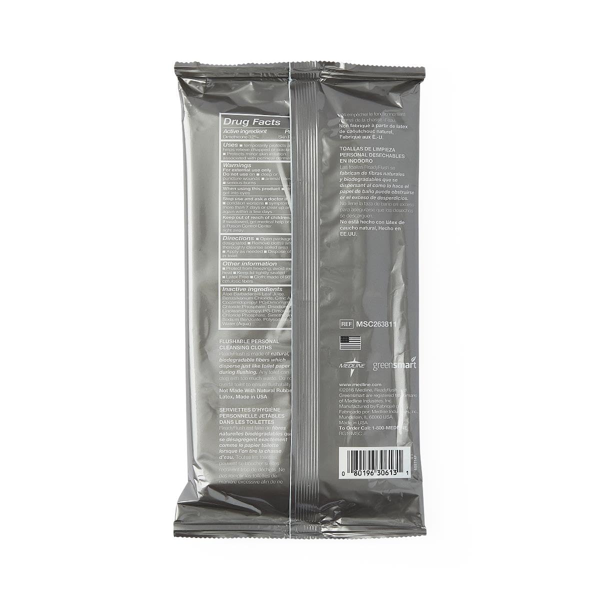 Medline MSC263811 Readyflush Biodegradable & Flushable Wipes - 576 Count Pack, 9ft x 13in with Dimethicone | Gentle Cleansing for Adults & Babies | Ideal for Bathroom, Travel & On-the-Go Hygiene