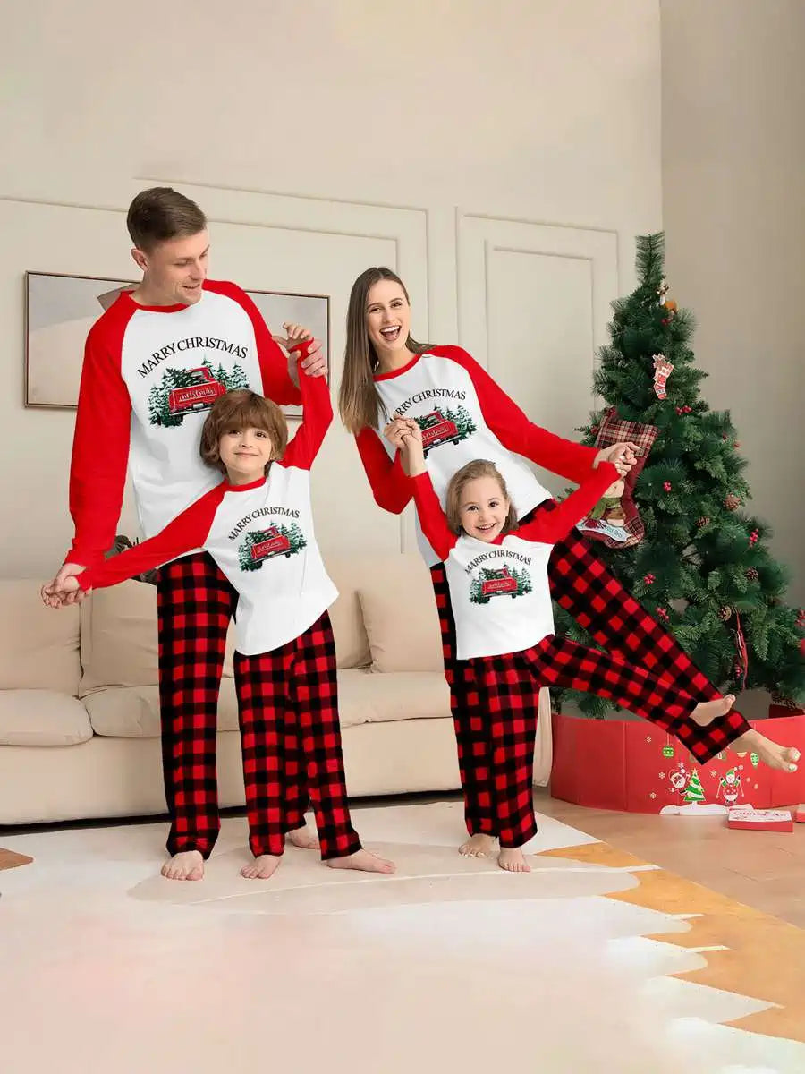 Printed Car Christmas Matching Family Pajamas Set - Holiday Sleepwear for Kids & Adults - Perfect for Christmas Morning & Family Photos