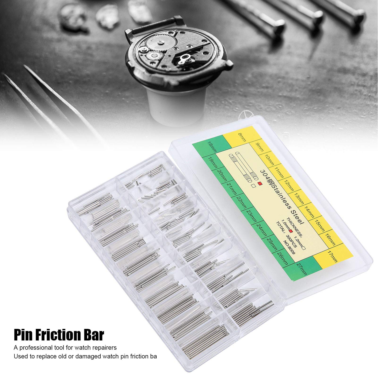 HURRISE 8-27mm Watch Band Link Pins Set - Professional Watch Repair Tools with Spring Pins for Watchmakers | Perfect for Watch Band Adjustment & Maintenance
