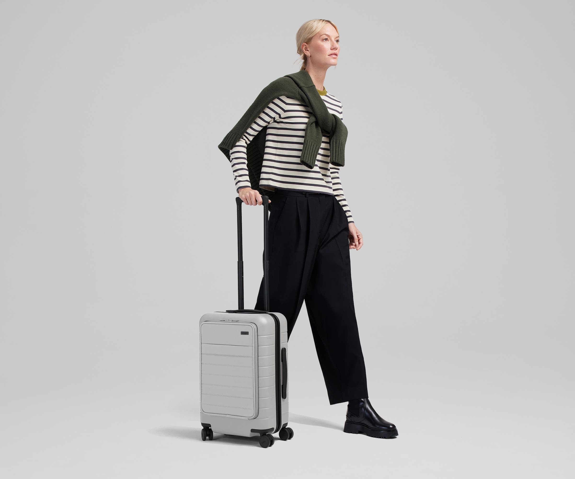 Premium The Executive Carry On Luggage in Cloud Gray - Lightweight & Durable Suitcase for Business Travel & Weekend Getaways