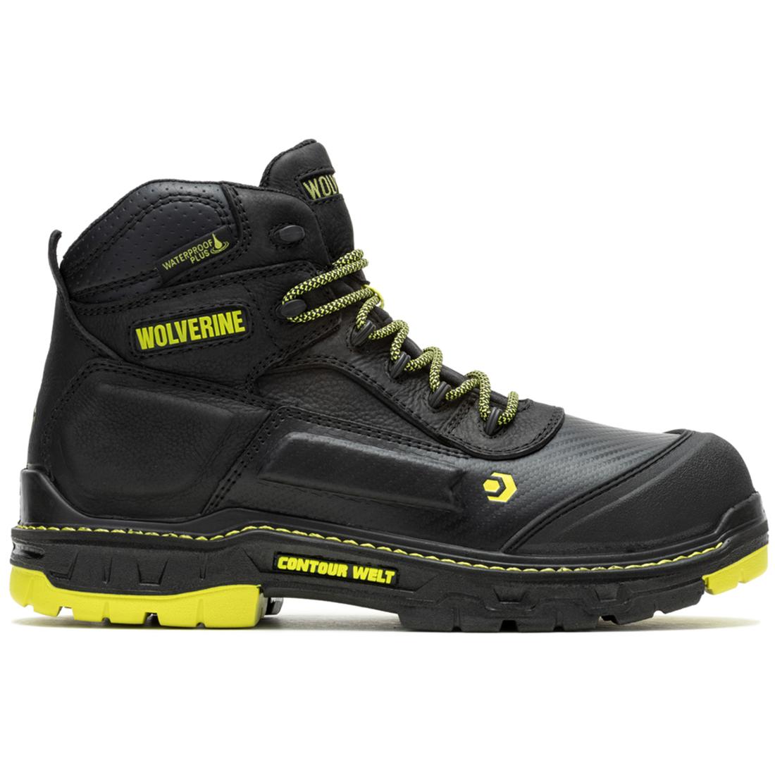 Overpass 6 CarbonMax Work Boots for Men - Black/Lime Safety Shoes with Steel Toe & Slip-Resistant - Ideal for Construction, Warehouse & Outdoor Work