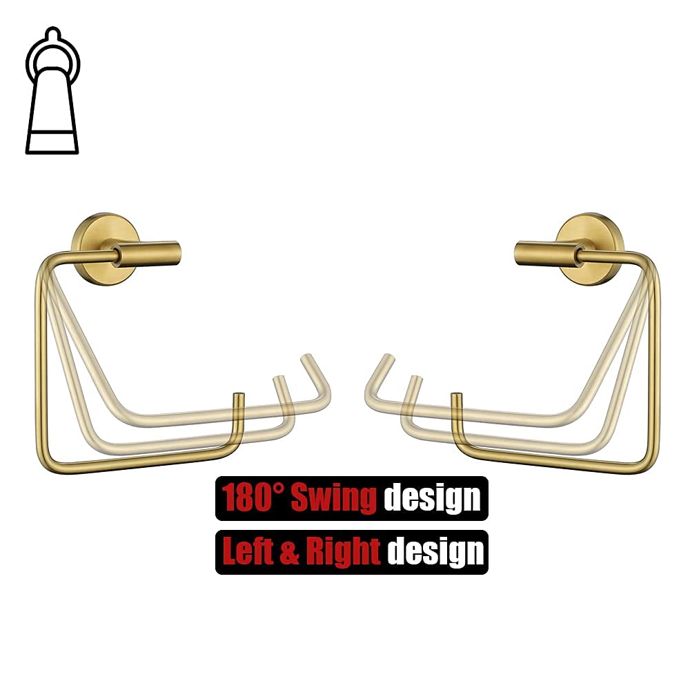 Brushed Gold Stainless Steel Towel Ring - 6