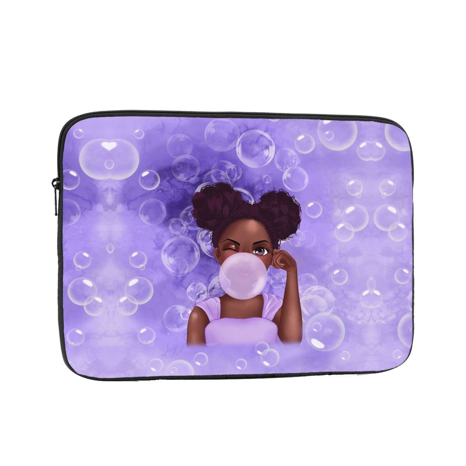10-17 Inch Fashion Laptop Sleeve - Impact Resistant, Sturdy, Anti-Vibration, Lightweight Unisex Computer Case Cover for Black Girl Bubble Design - Perfect for Work, School, and Travel