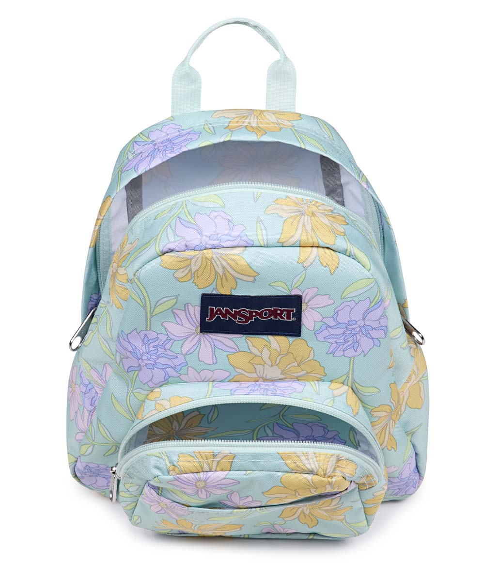 Jansport Half Pint Backpack - Lightweight Faded Floral Print in Fresh Mint Green | Perfect for School, College, Travel & Everyday Use