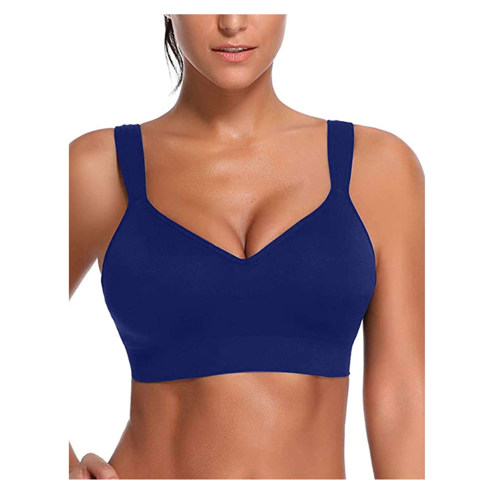 Breathable Seamless Sports Bras for Women - Padded Yoga Bras with Low Support, Comfortable Leisure Cami Tank Top in Blue | Perfect for Yoga, Gym, Running & Everyday Wear