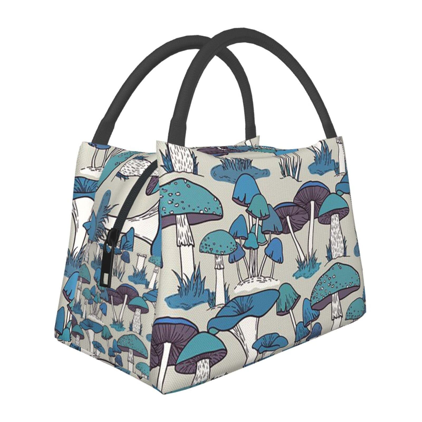 Stylish Insulated Hippie Mushroom Lunch Bag for Kids & Women - Eco-Friendly Tote Lunch Box for School, Work & Picnics