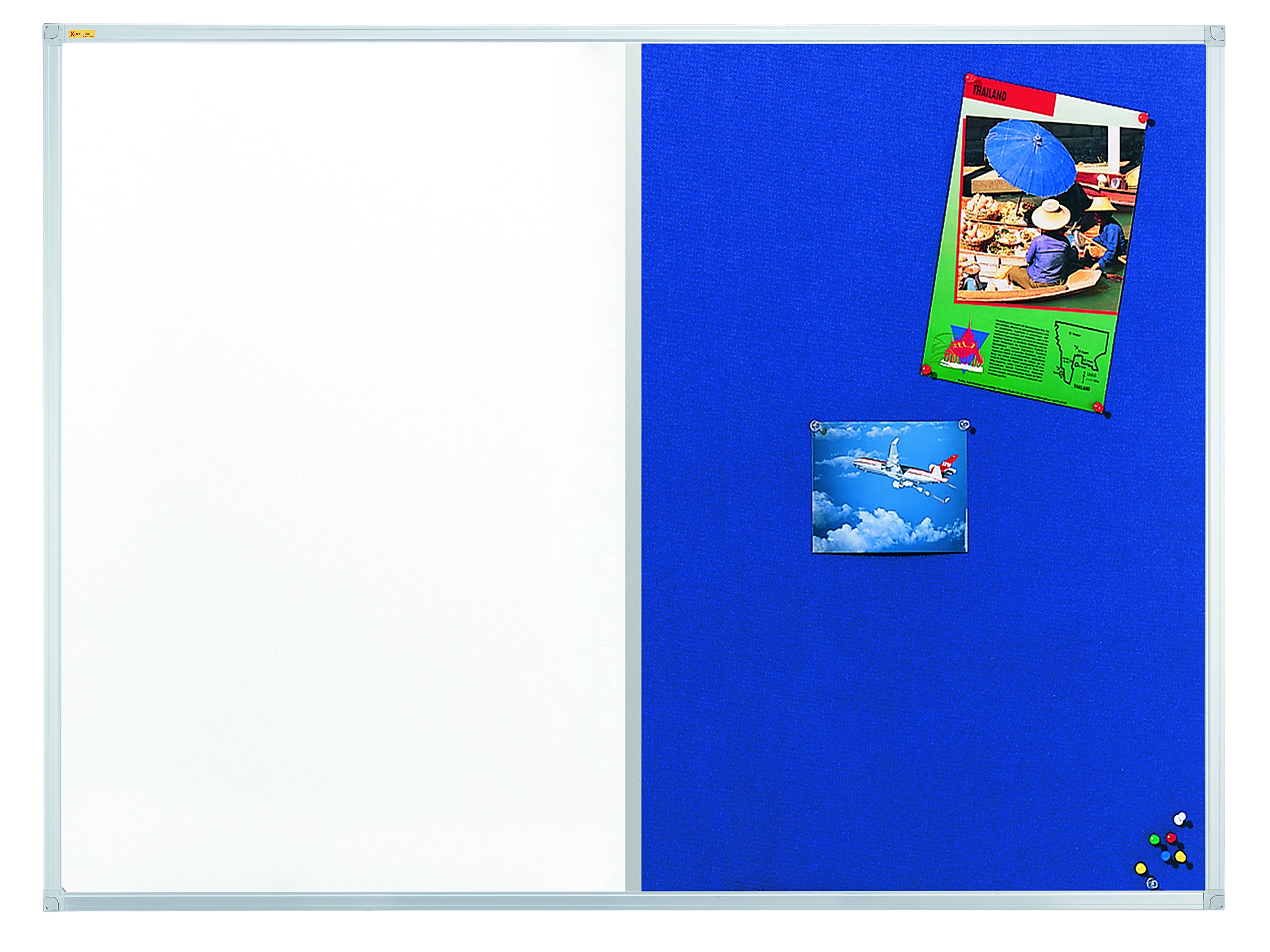 Premium Franken Felt Board Combo with Aluminum Frame & Pen Tray - 60x45cm Blue Felt Surface - Ideal for Classrooms, Offices & Kids' Playrooms - Durable Dry Erase & Magnetic Whiteboard for Teaching, Presentations & Creative Play