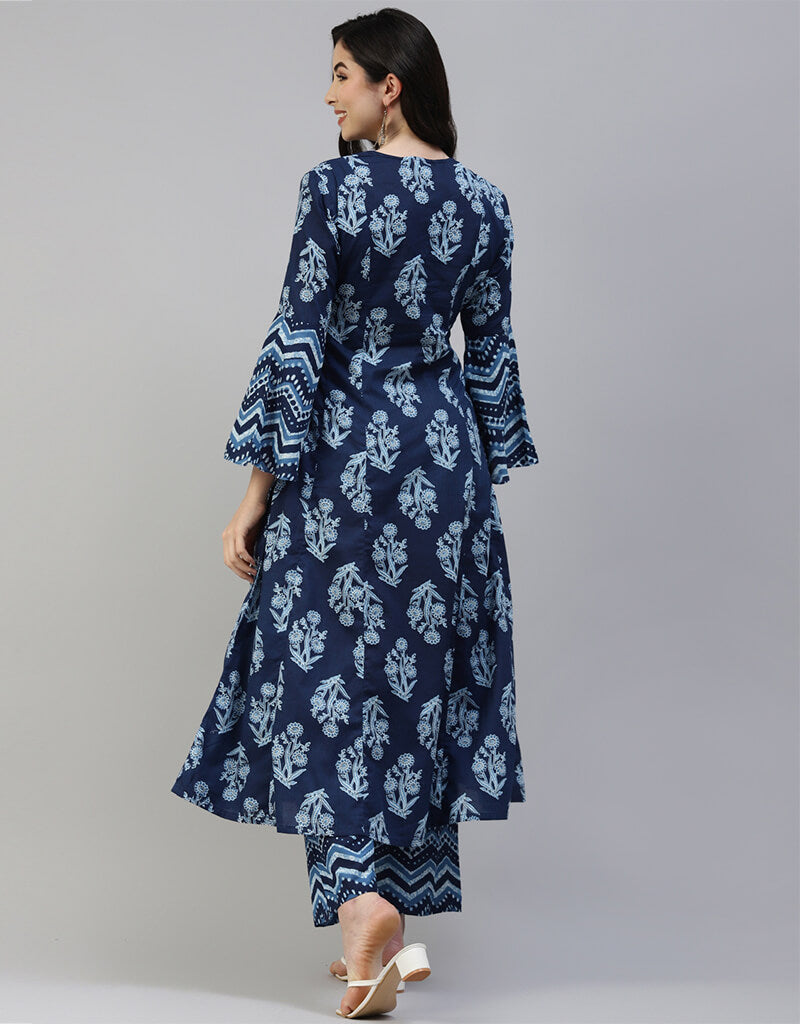 Blue Cotton Palazzo Salwar Suit for Women | Comfortable Indian Ethnic Wear | Perfect for Festivals, Weddings & Casual Outings
