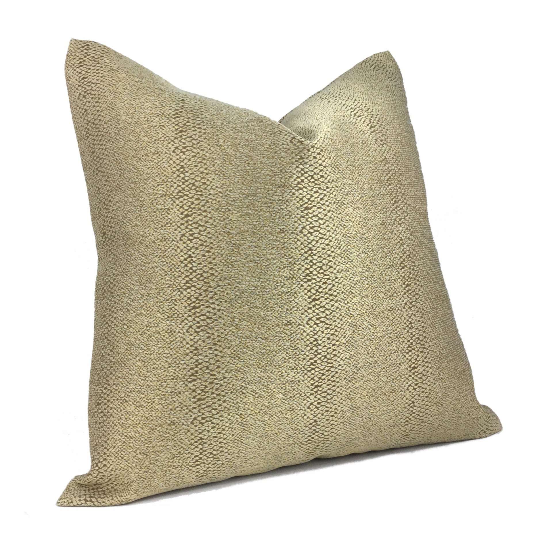 Robert Allen Glossy Slither Gold Faux Snakeskin Pillow Cover - Luxury Decorative Throw Pillow Case for Sofa, Bed & Home Decor - 18x18 Inches